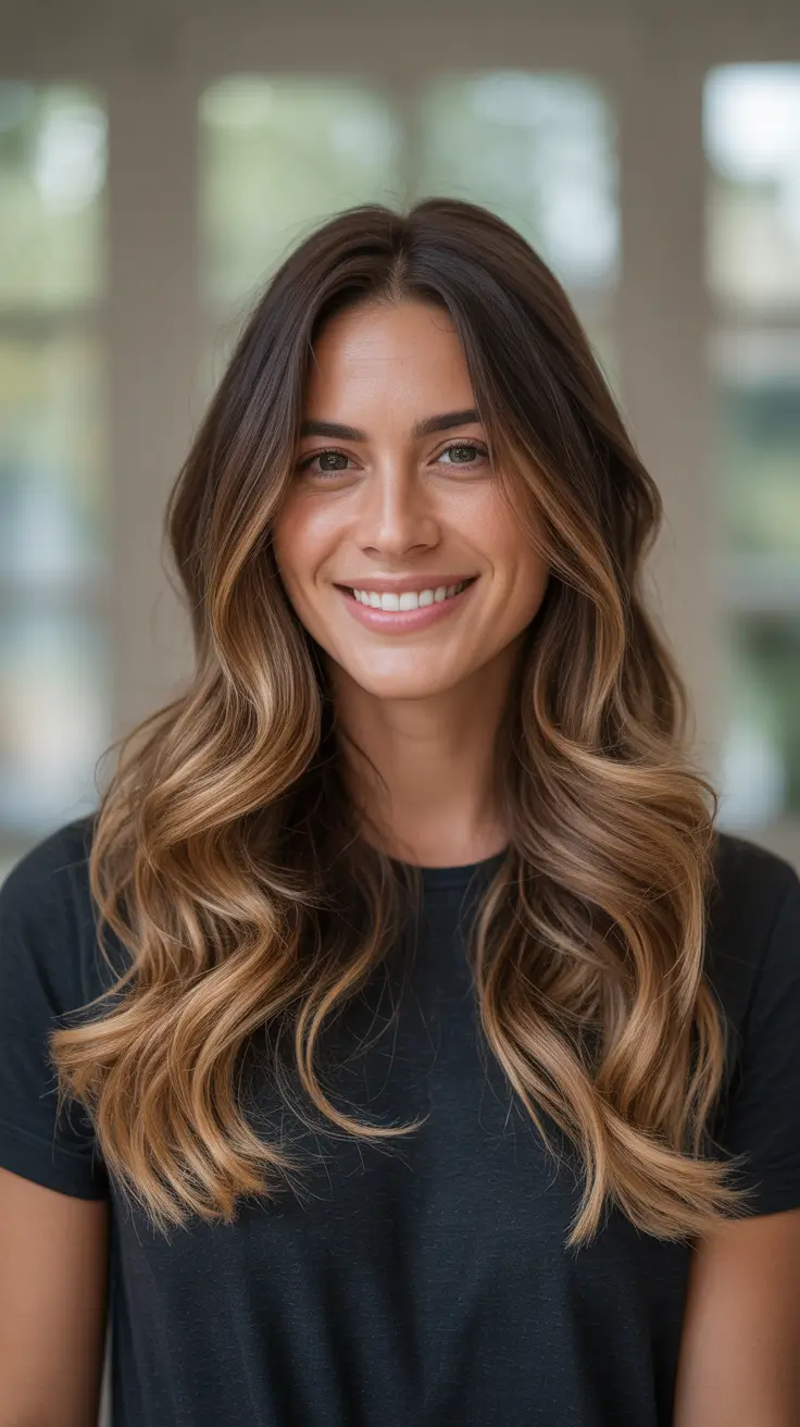 summer hair color ideas 2026 Deep Brunette With Subtle Caramel Dimension