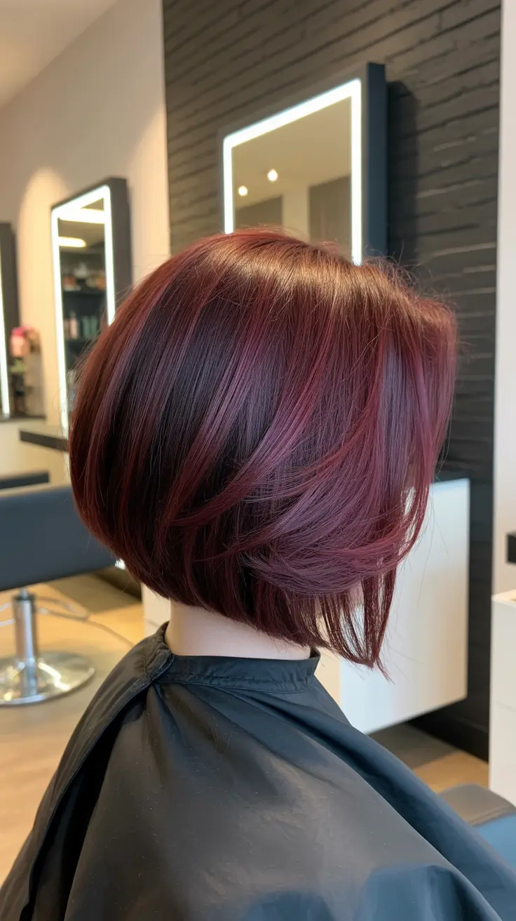 best summer hair color ideas for brunettes 2026 Deep Cherry Bob With Glossy Dimension