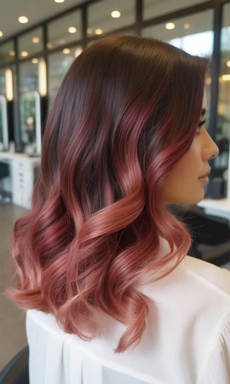 best summer hair color ideas for brunettes 2026 Muted Rose Balayage On Dark Brunette Base