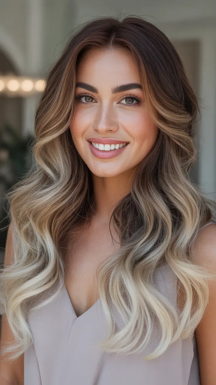 best summer hair color ideas for brunettes 2026 Cool Beige Blonde Melt With Dark Roots