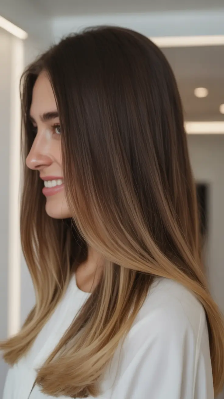 best summer hair color ideas for brunettes 2026 Silky Brunette Melt With Blonde Balayage Ends
