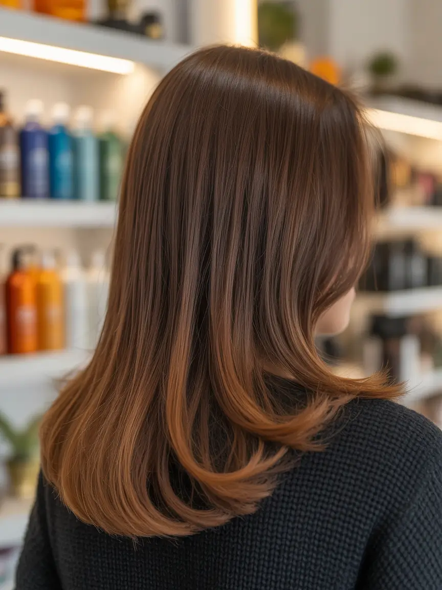 best summer hair color ideas for brunettes 2026 Warm Cinnamon Brunette With Glossy Finish