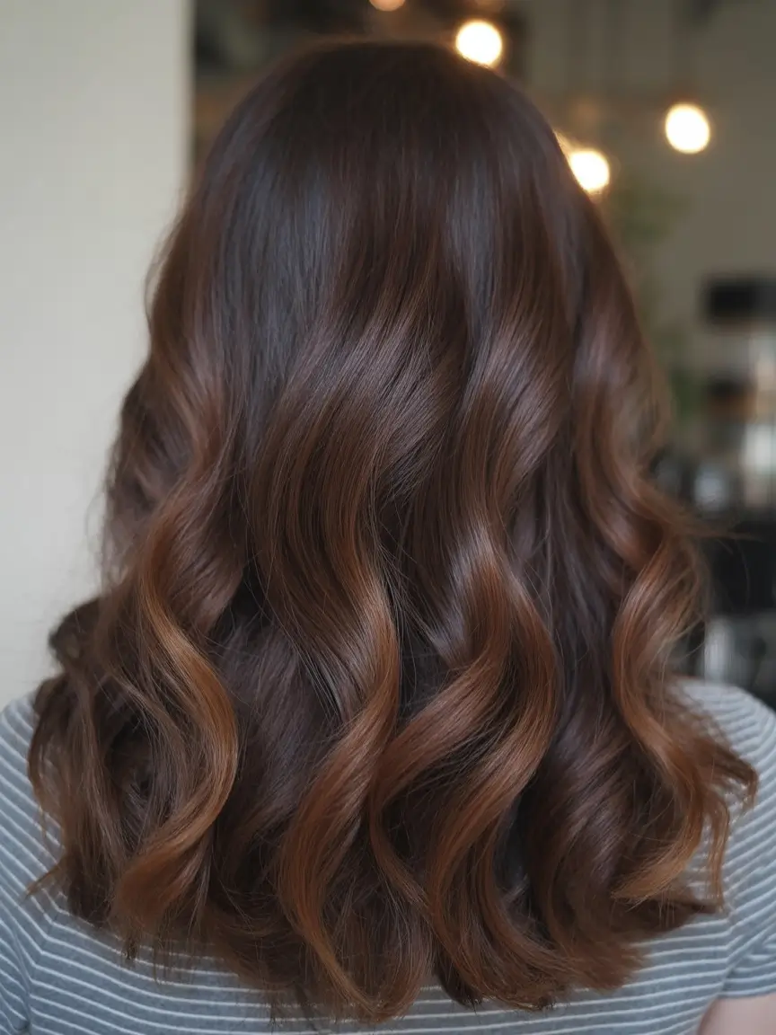 best summer hair color ideas for brunettes 2026 Soft Chocolate Waves With Caramel Melt