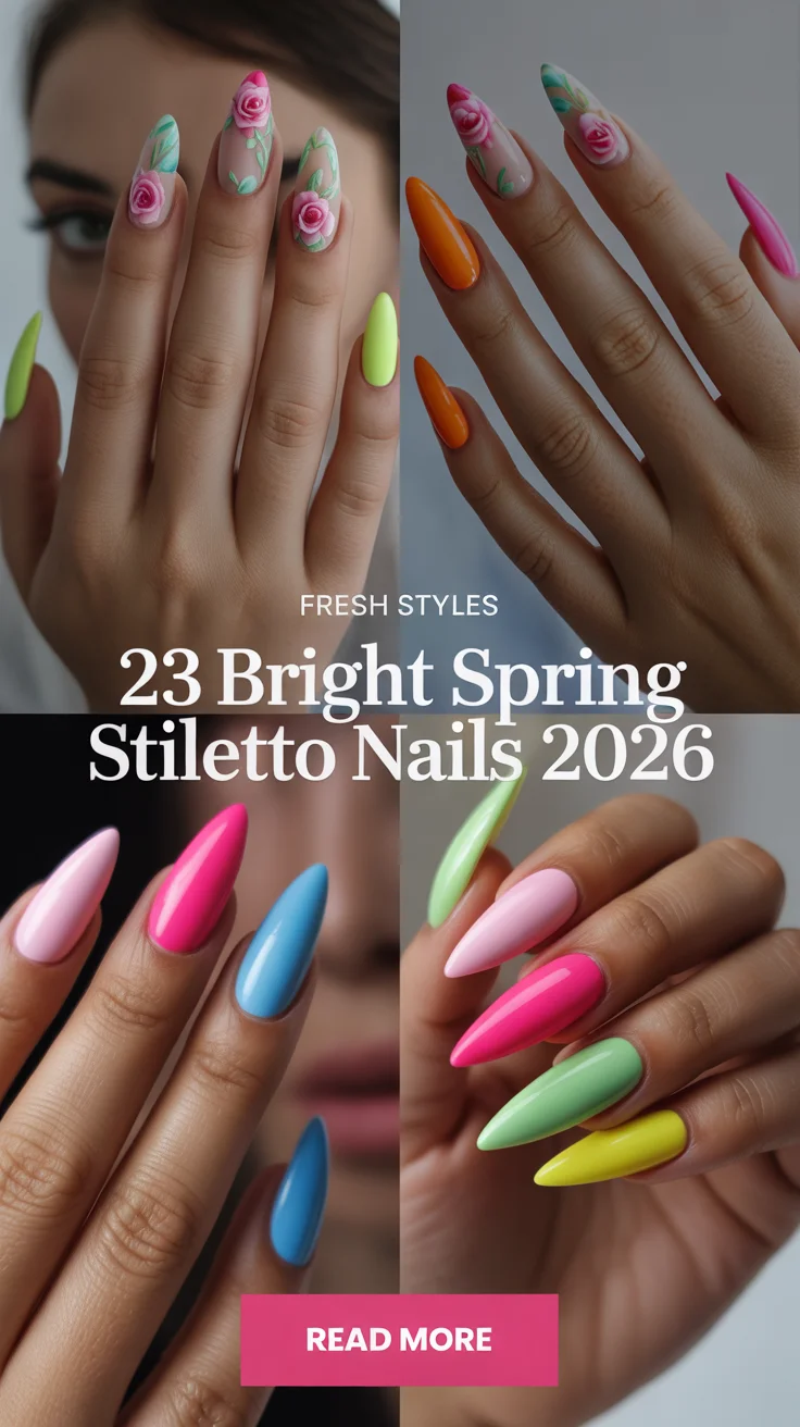 Bright Spring Stiletto Nails 2026 – Fresh Designs, Florals, And Pastel Ombre Inspo