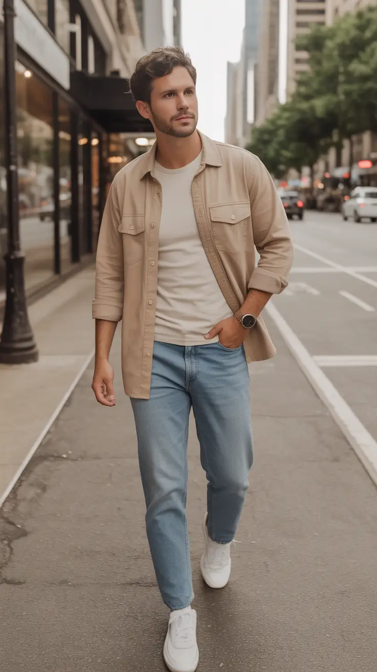 casual summer outfits men 2026 Modern Neutral Layers With Old Money Influence
