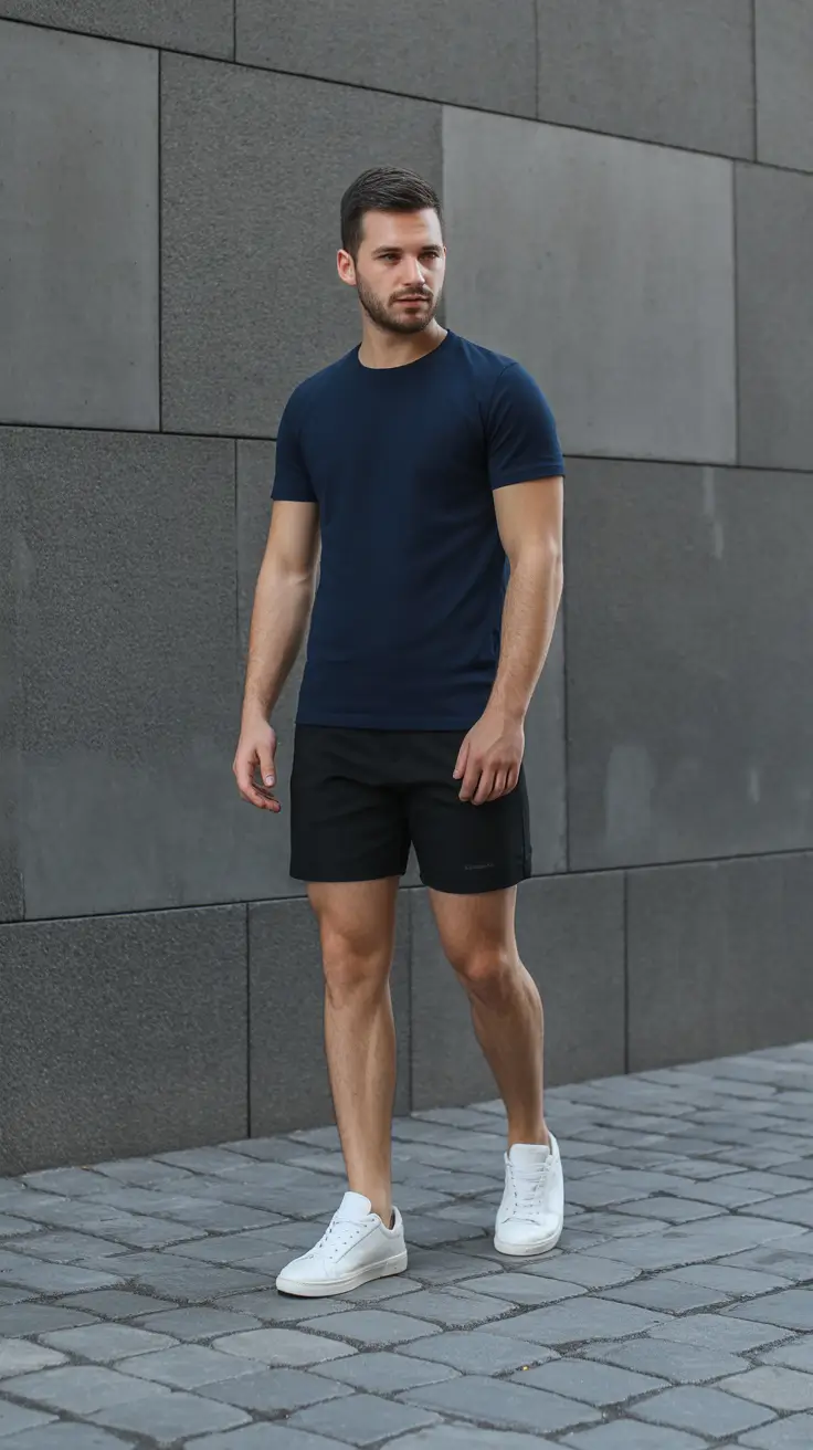 casual summer outfits men 2026 Dark Tones And Athletic Simplicity