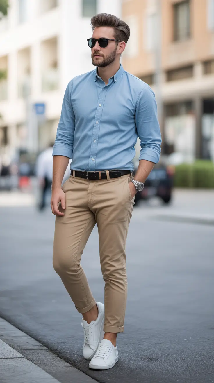 casual summer outfits men 2026 Polished City Look With Business Casual Energy