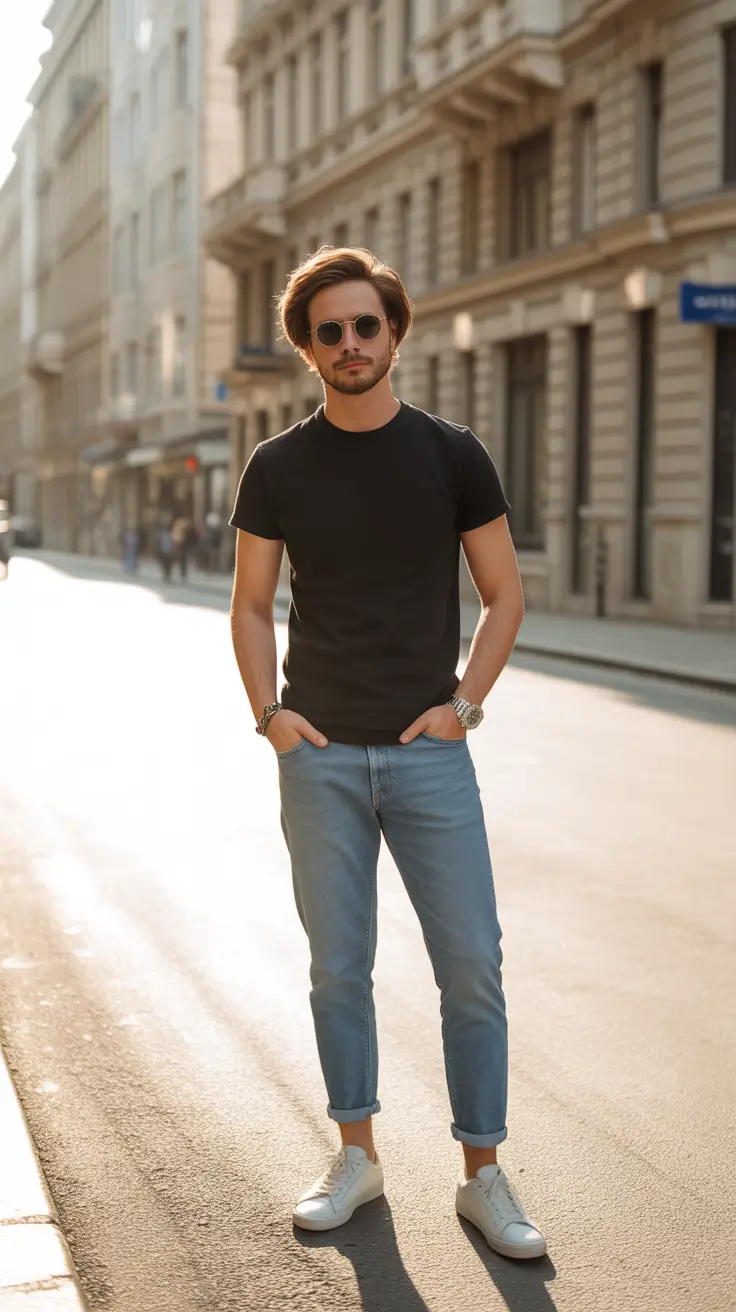 casual summer outfits men 2026 Monochrome Black With Summer Lightness