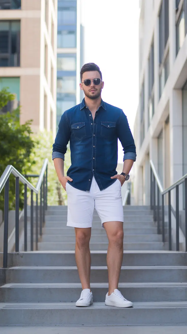 casual summer outfits men 2026 Modern Riviera Vibes With Shorts And Denim