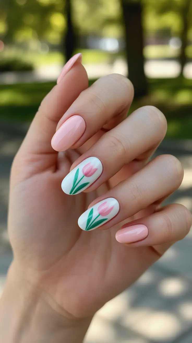 classy spring nails 2026 Soft Pink Tulip Nail Art For Fresh Spring Days