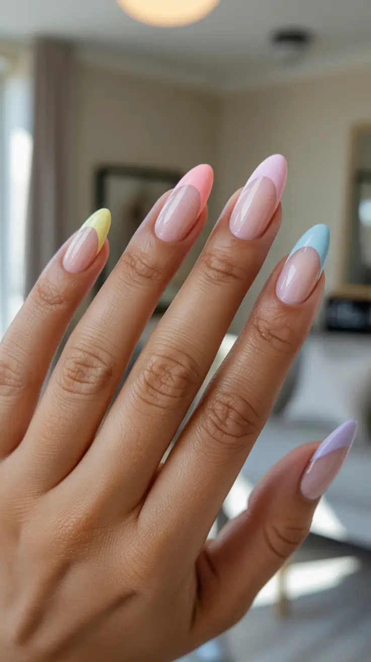 colorful spring nails 2026 Minimal Pastel French Tips With A Modern Twist
