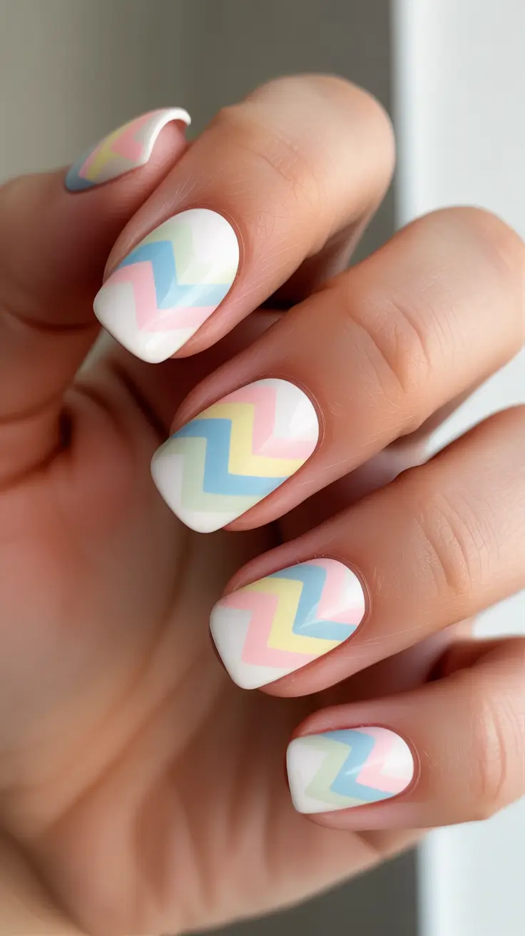 colorful spring nails 2026 Soft Pastel Zigzag Nails For A Playful Spring Mood