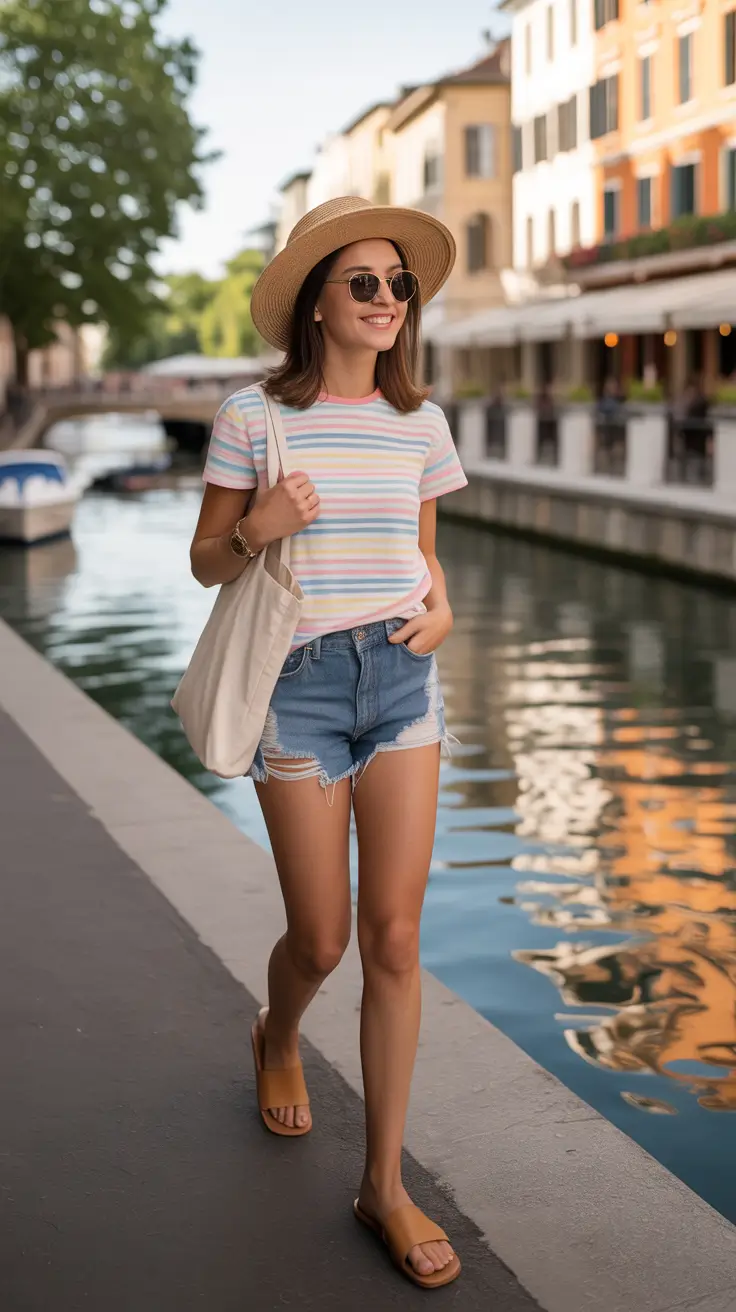 cute summer outfits for teens 2026 Soft Pastels And Denim Shorts Energy