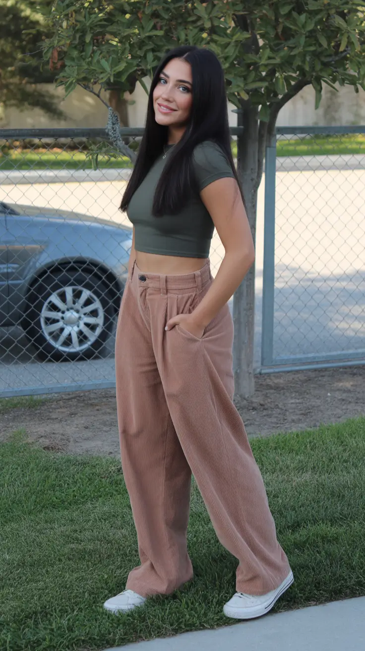 cute summer outfits for teens 2026 Minimal Crop Top And Relaxed Pants Combo