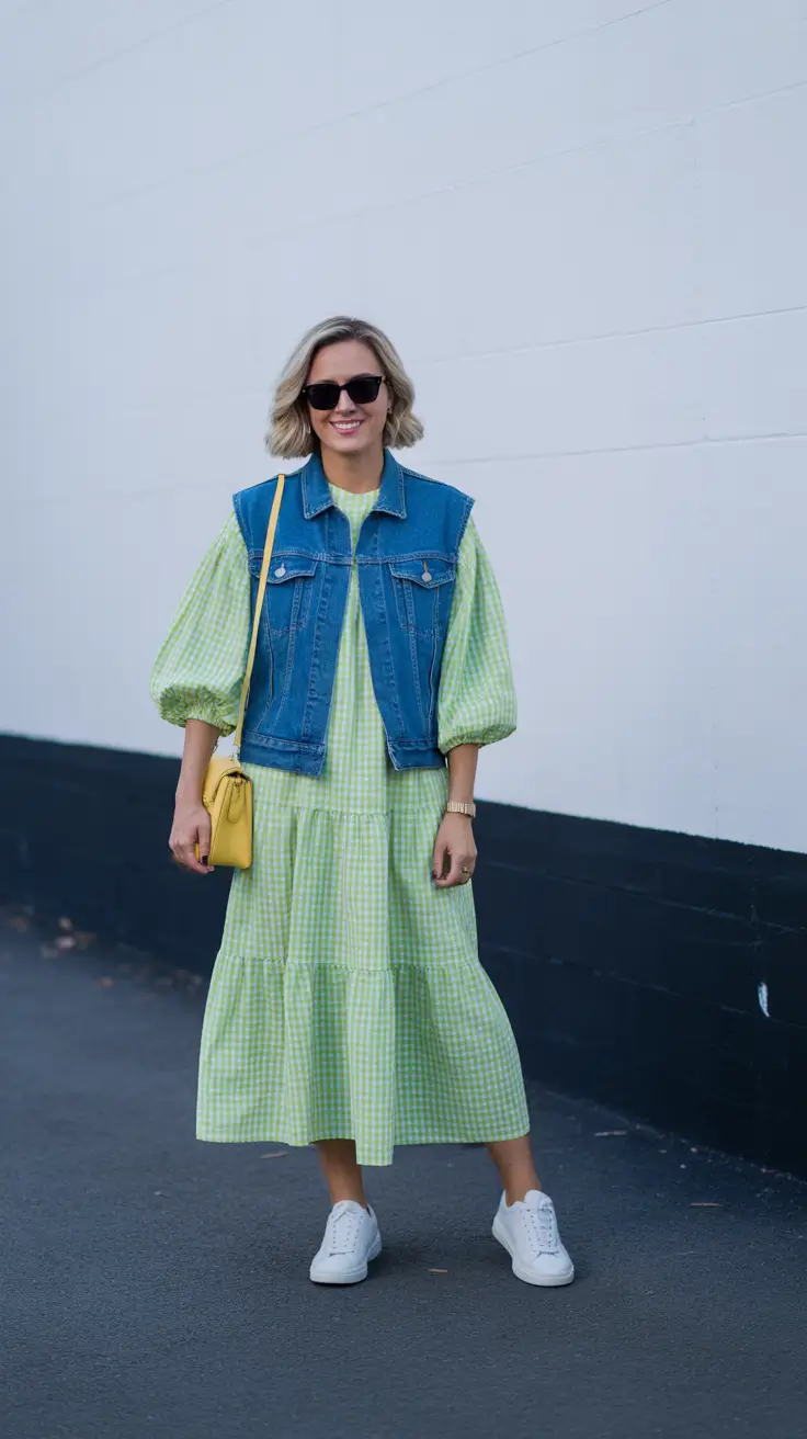 every day spring outfits 2026 Fresh Gingham And Denim Layers For A Light Spring Day