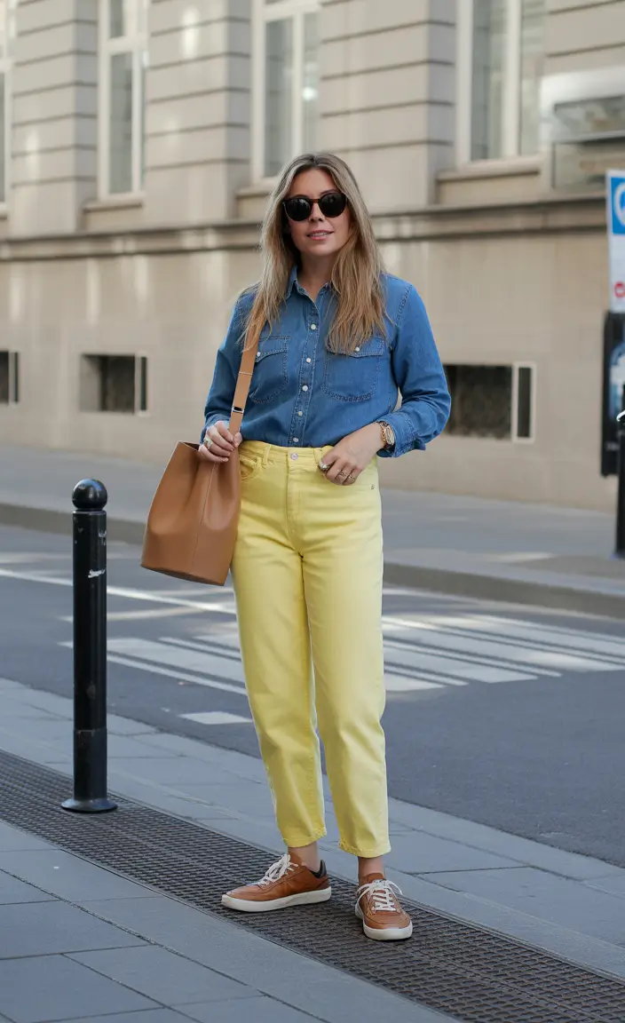 every day spring outfits 2026 Sunny Denim And Yellow Tones For Cheerful Spring Days
