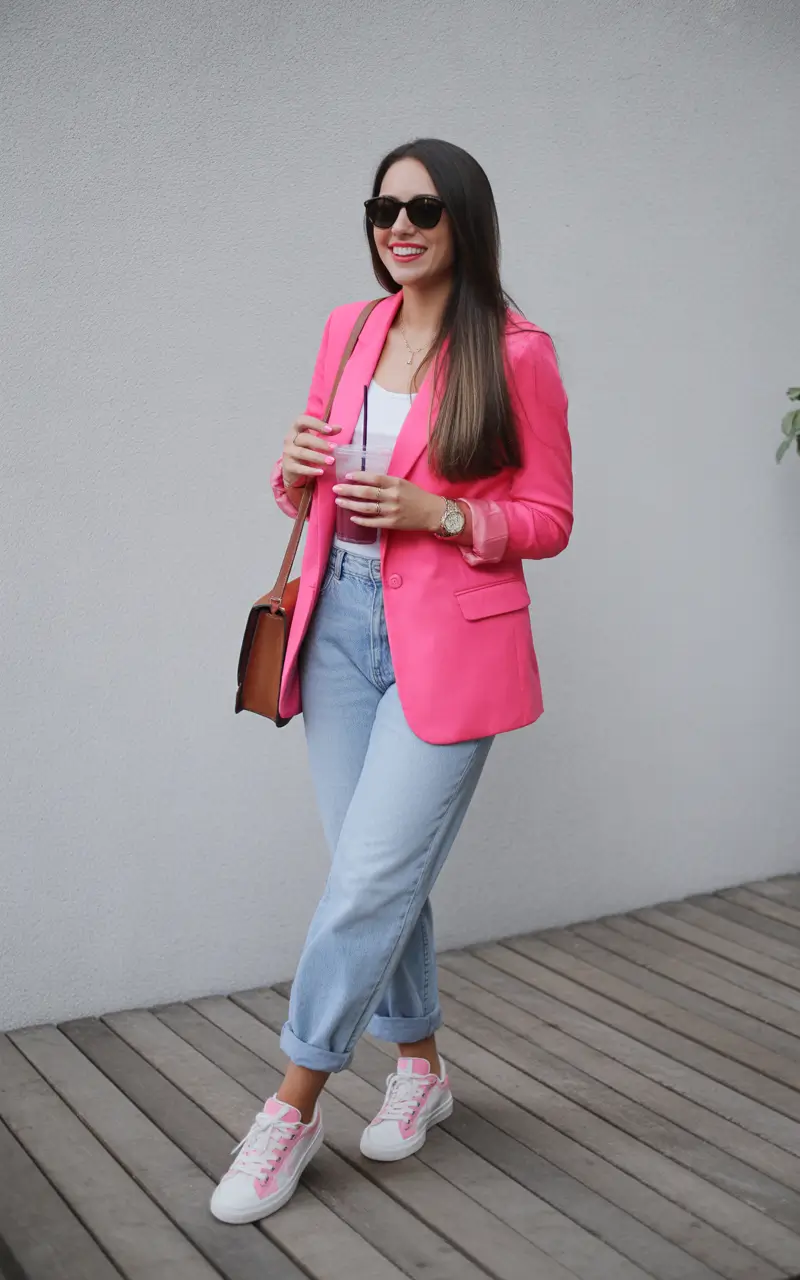 every day spring outfits 2026 Bright Blazer And Denim For Playful Everyday Confidence