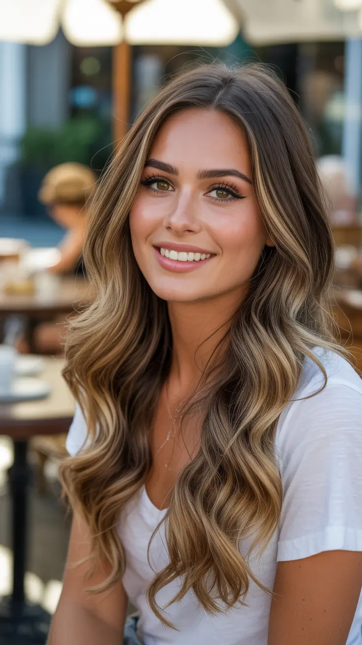 may hair color ideas 2026 Sunlit Brunette Balayage With Effortless Waves