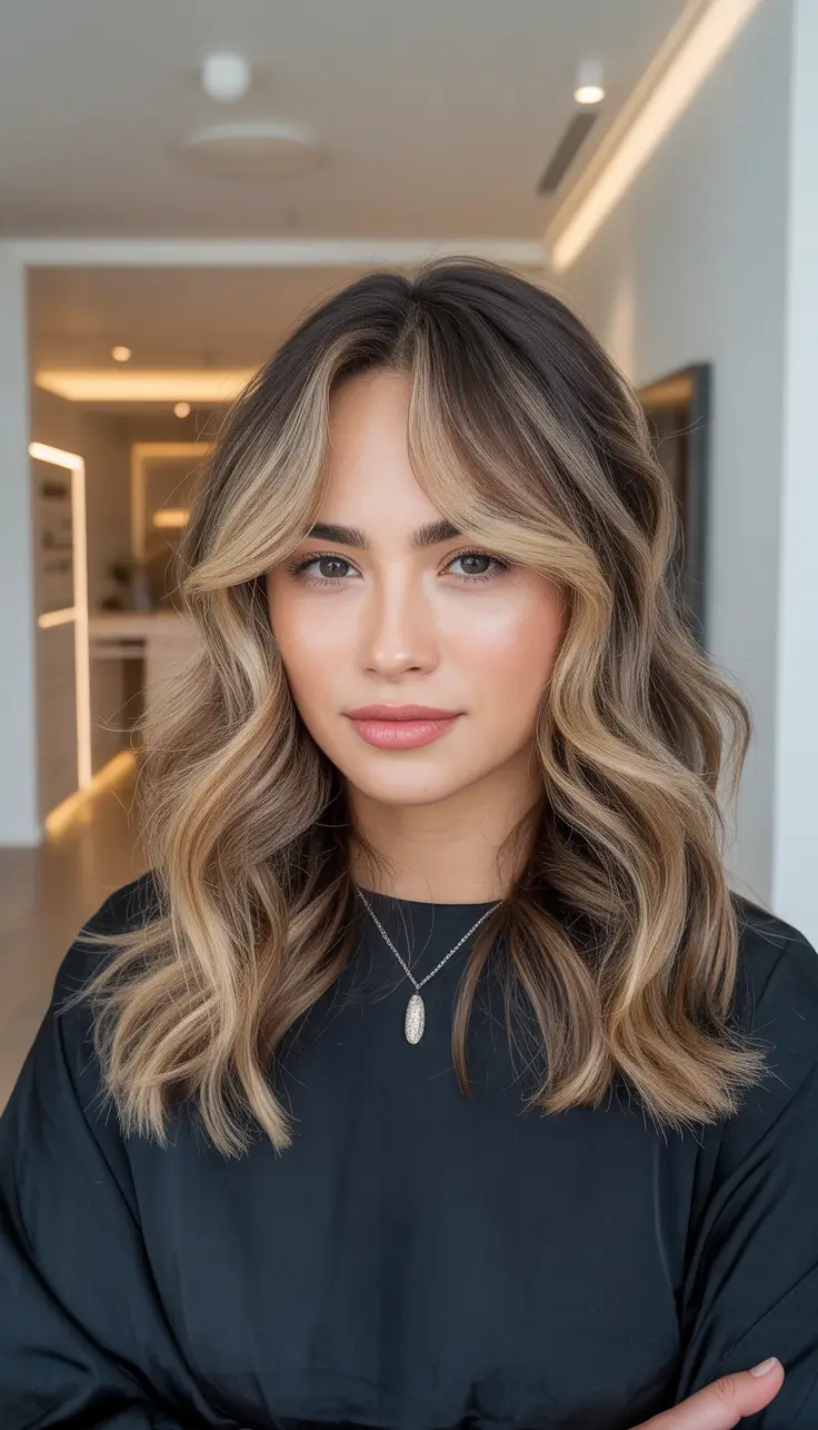may hair color ideas 2026 Cool-Toned Brunette With Face-Framing Blonde Highlights