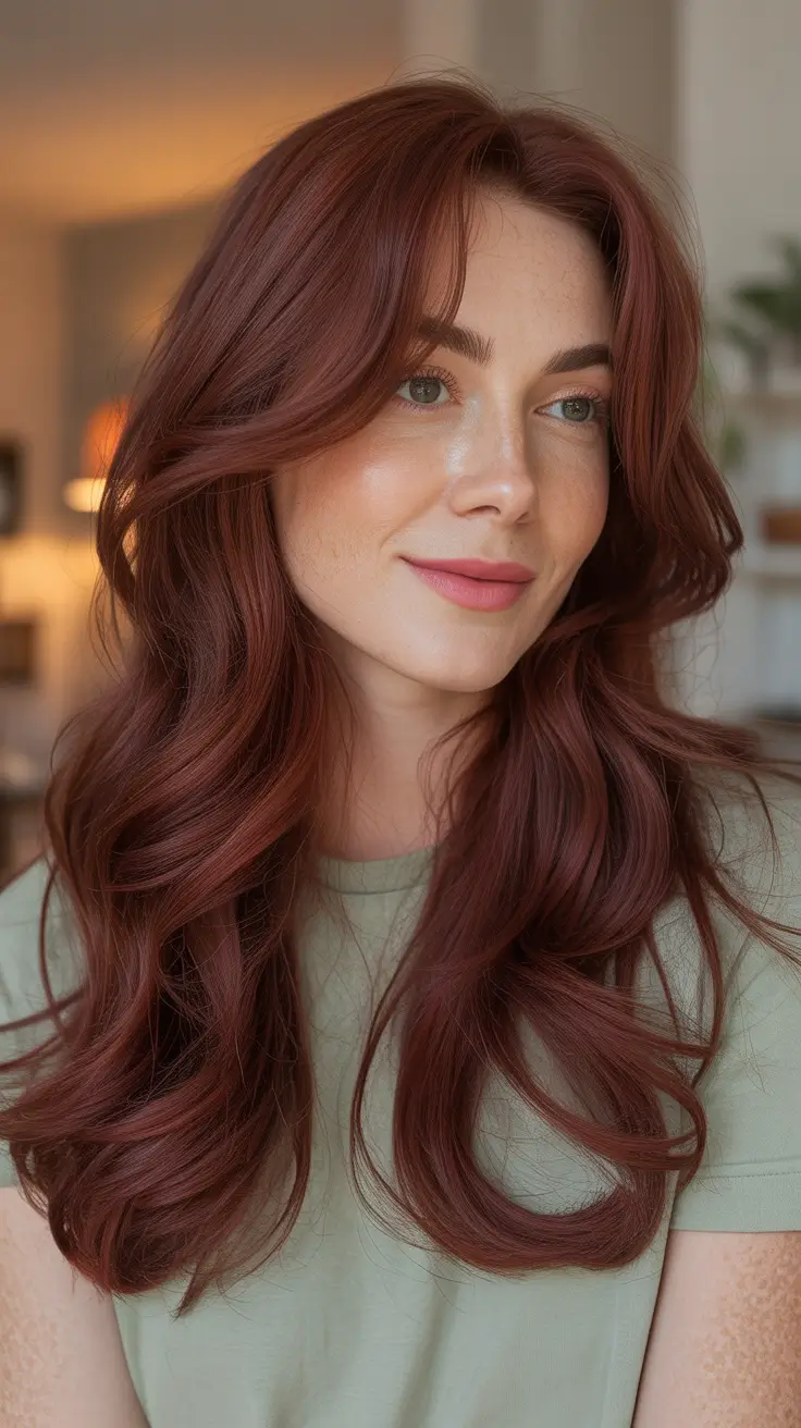 may hair color ideas 2026 Deep Copper Red With Glossy Volume