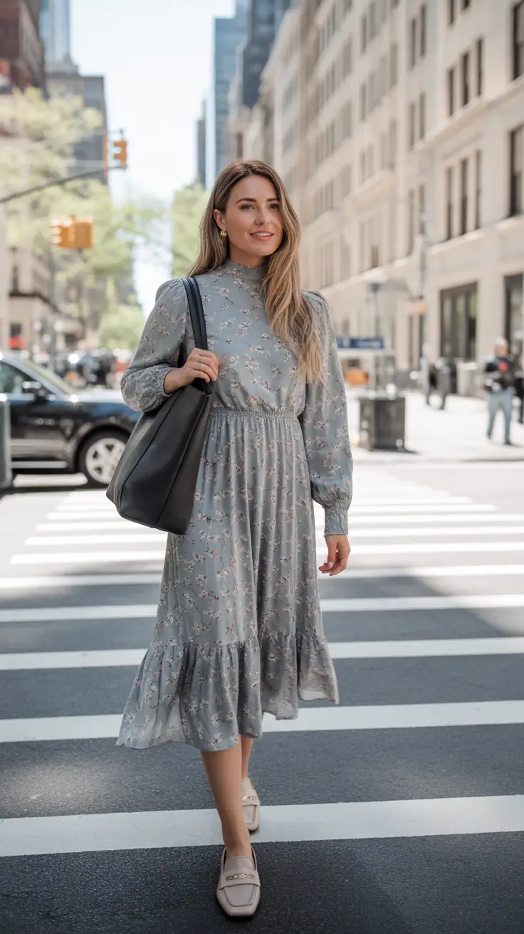 outfits ideas may 2026 City-Ready Midi Dress That Moves With You