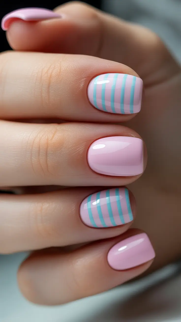 modern minimalist spring nails 2026 Soft Pink Stripes For Fresh Minimalist Spring Nails