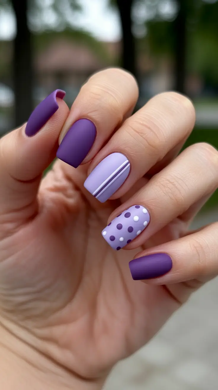 modern minimalist spring nails 2026 Modern Lavender Minimalism With Graphic Details