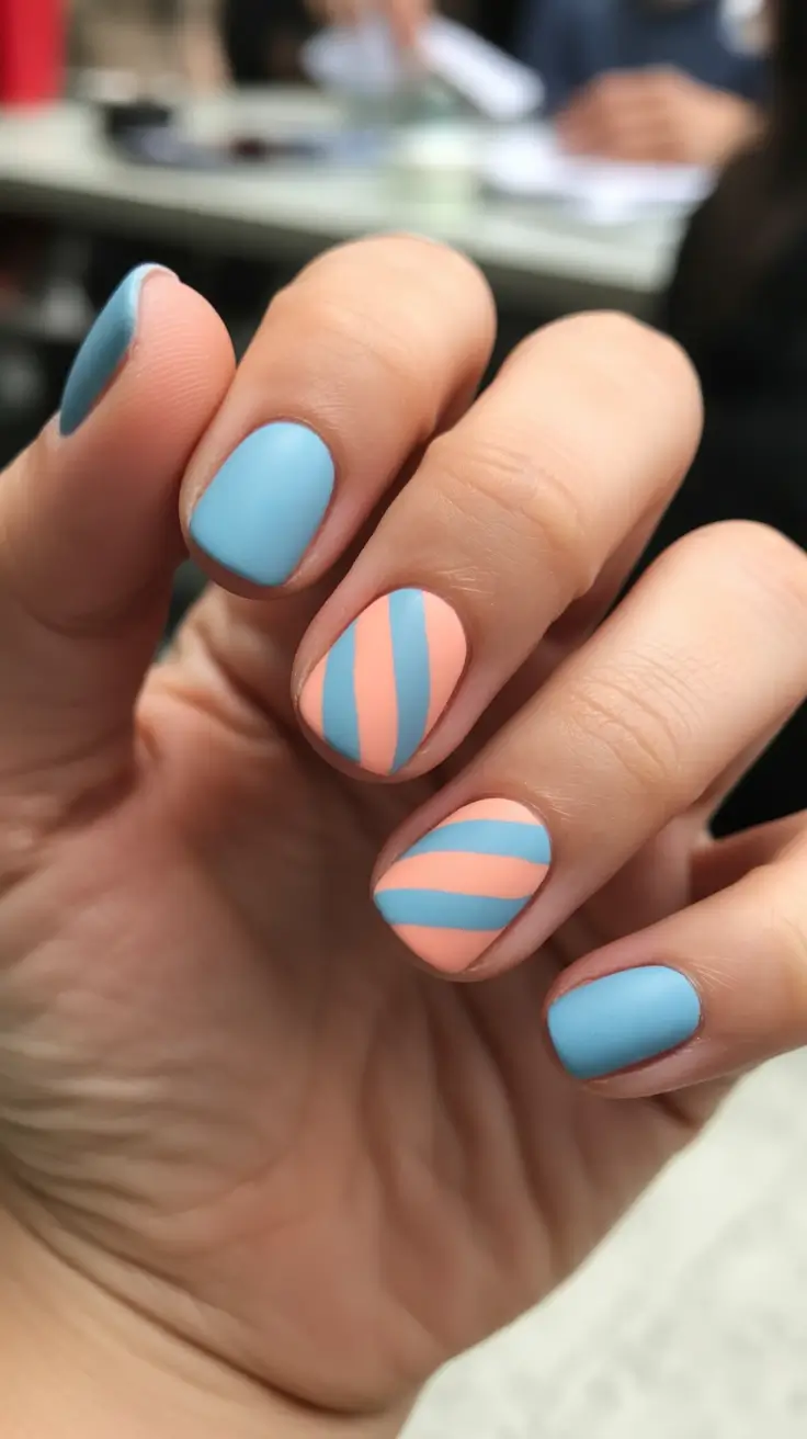 minimalist spring nails 2026 Playful Pastel Stripes On Short Spring Nails
