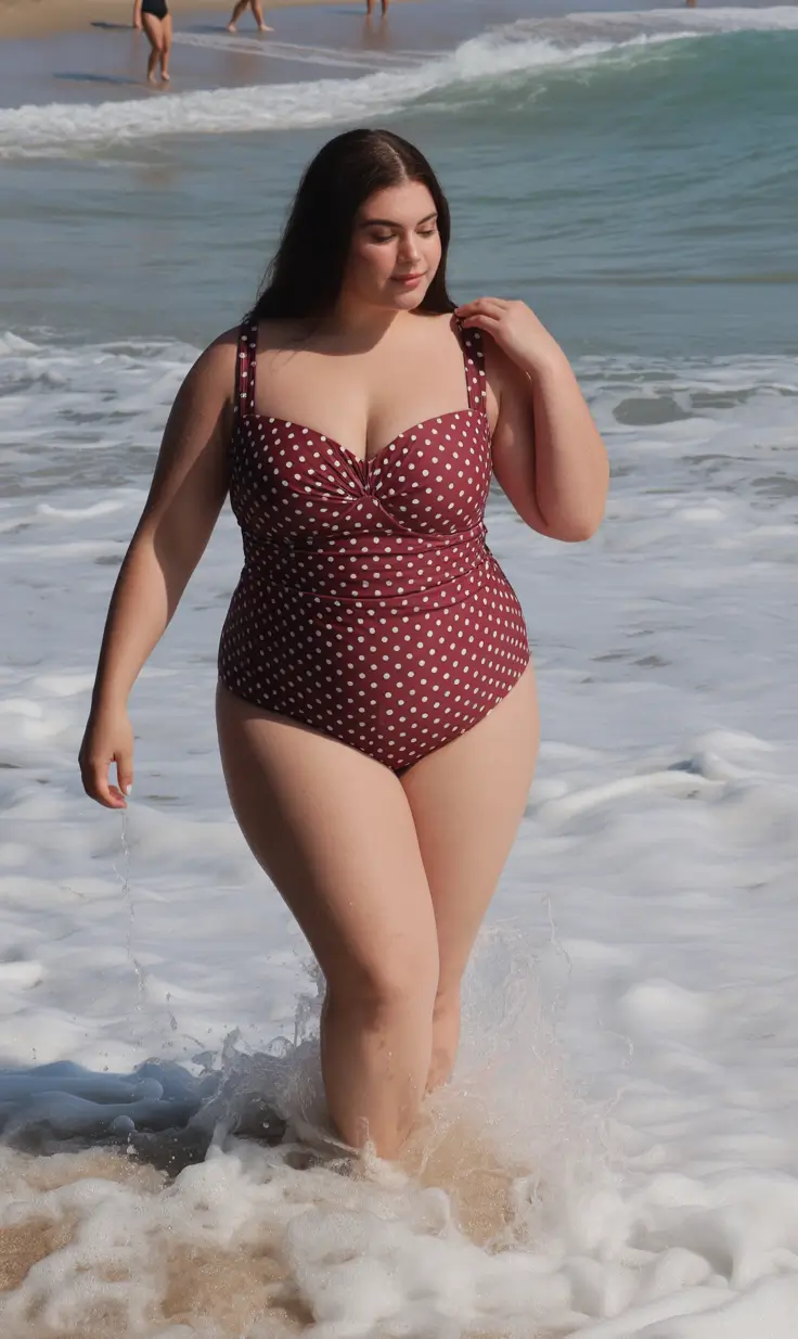 plus size swimsuit Summer 2026 Polka Dot Vintage One Piece With Soft Structure