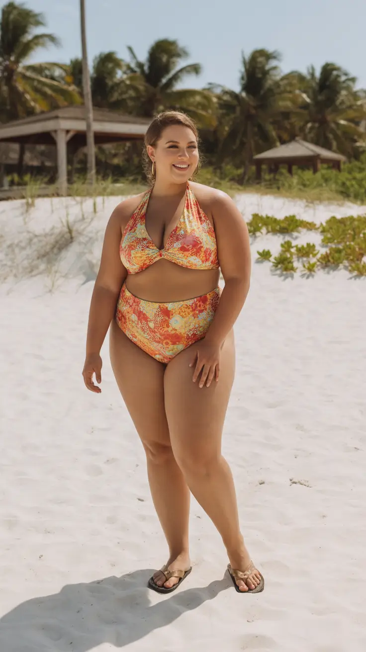 plus size swimsuit Summer 2026 Warm Printed Two Piece With High Waist Confidence