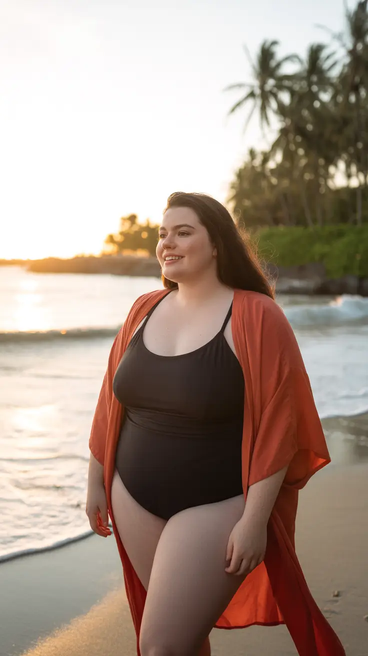 plus size swimsuit Summer 2026 Minimal Black With An Effortless Coverup Moment