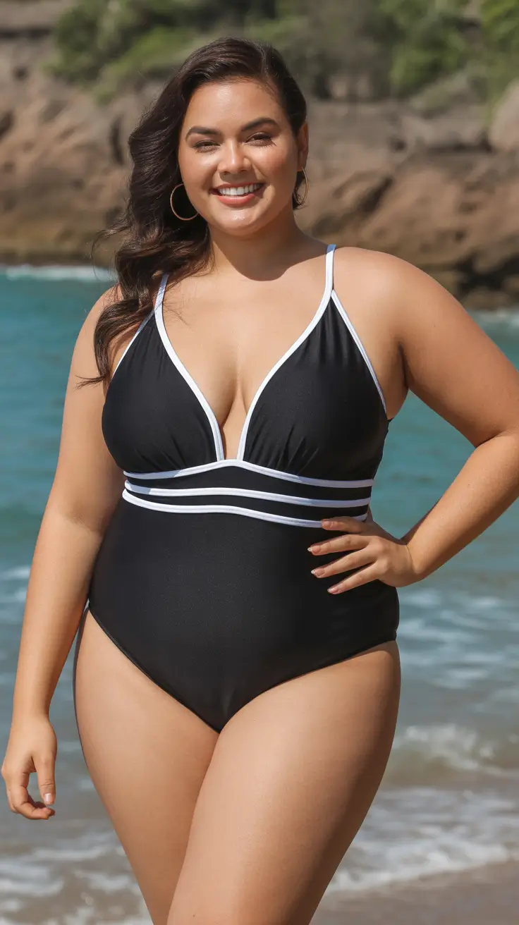 plus size swimsuit Summer 2026 Sculpted Confidence In A Classic Black One Piece