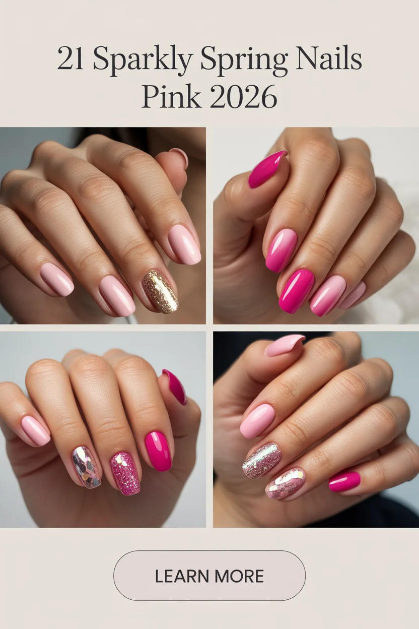 Sparkly Spring Nails Pink 2026 - Fresh Floral, Ombre And Glitter Ideas To Try This Season