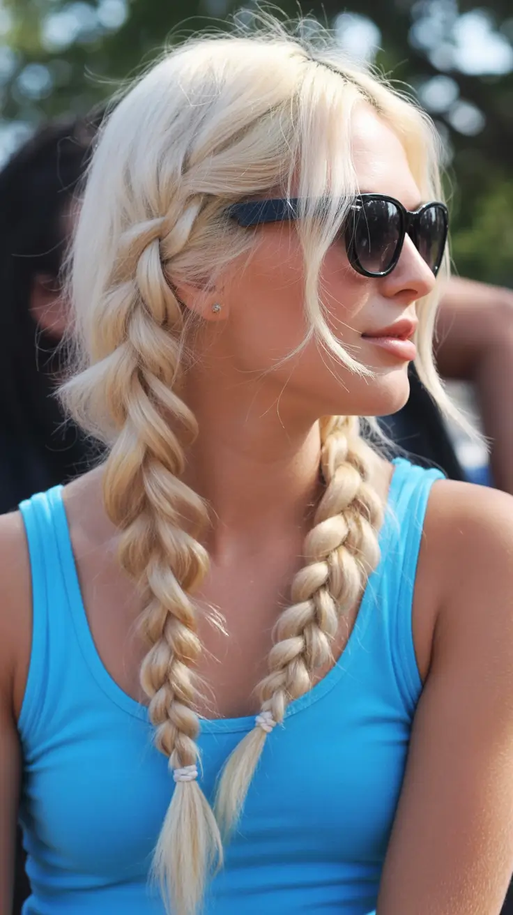 spring braids hairstyles 2026 Edgy Double Festival Braids With Soft Texture