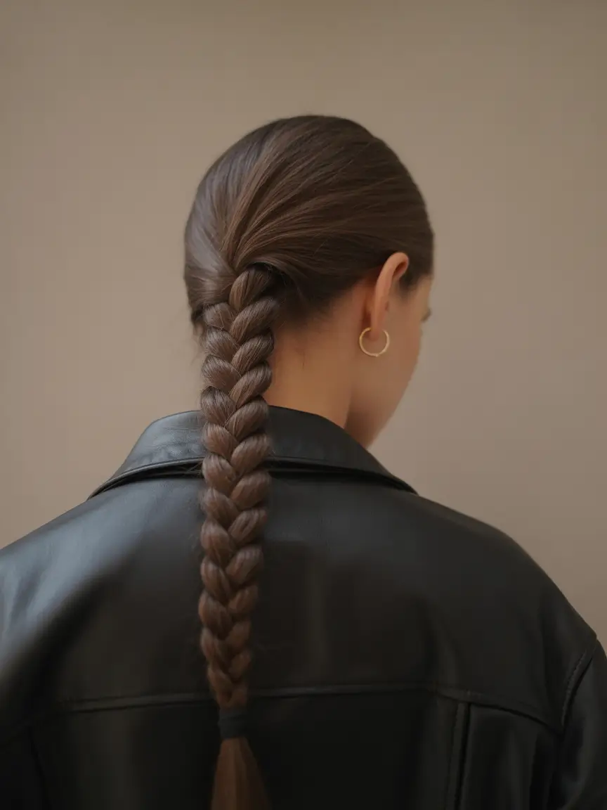 edgy spring braids hairstyle 2026 Sleek Classic Single Braid Minimalist Look