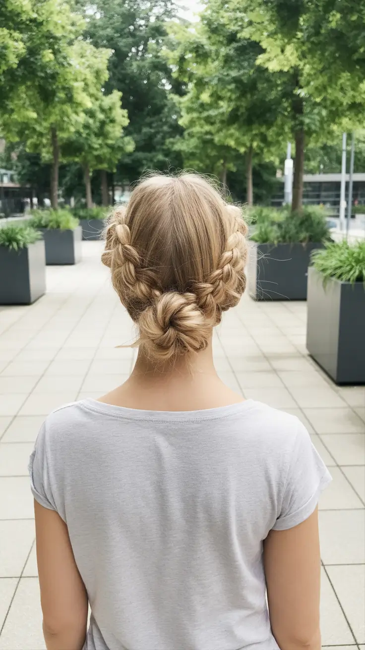 edgy spring braids hairstyle 2026 Romantic Double Braids With Low Twisted Bun