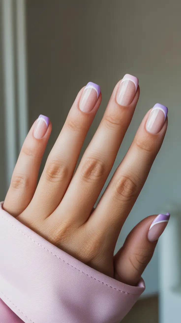 best easy spring nail designs 2026 Soft Lavender French Tips