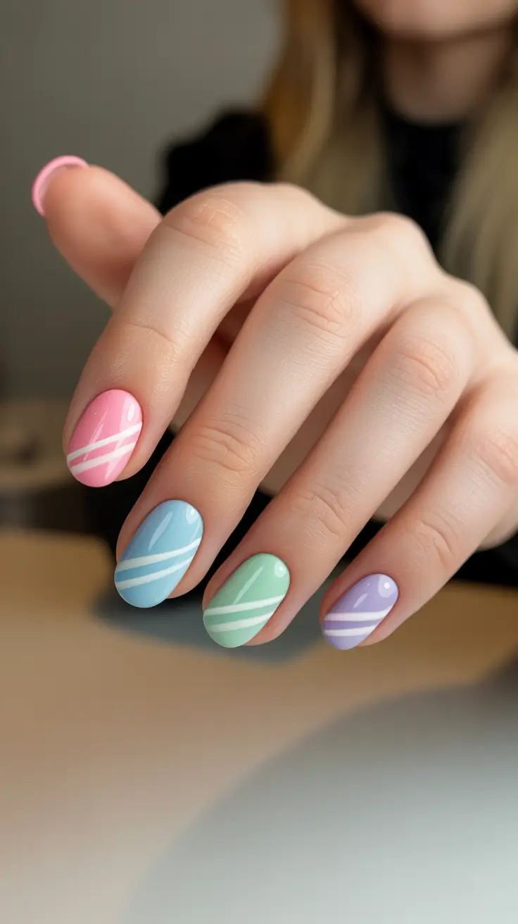 best easy spring nail designs 2026 Pastel Stripes For A Fresh Spring Start