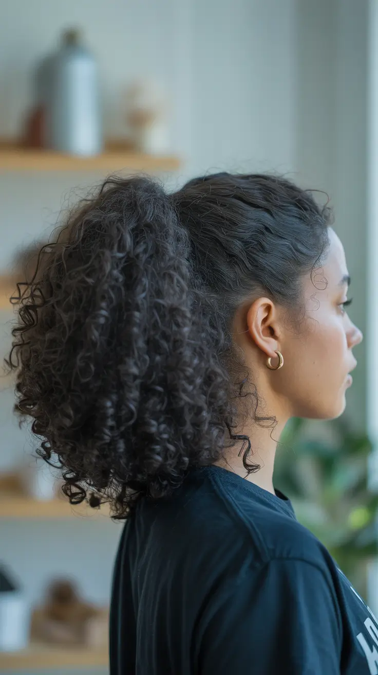 creative spring hairstyle for black women 2026 Textured Curly Ponytail With Natural Volume