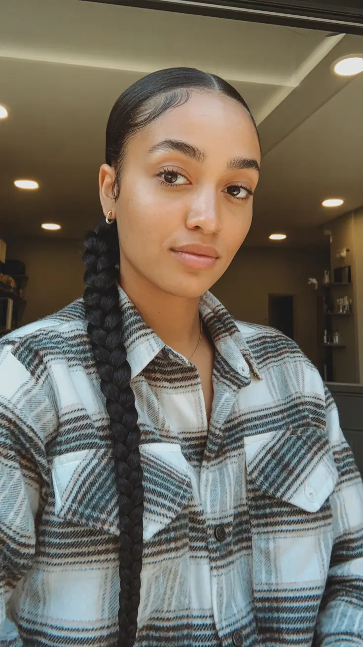 creative spring hairstyle for black women 2026 Classic Long Protective Braid