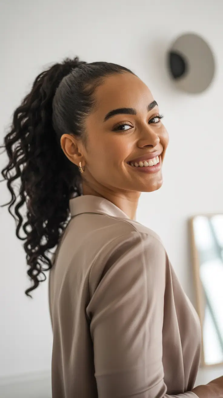 creative spring hairstyle for black women 2026 Curly High Ponytail With Effortless Volume