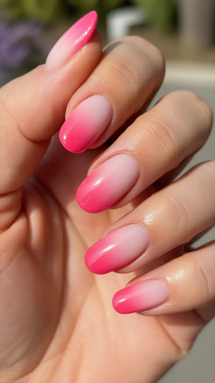 dreamy spring long nails 2026 designs Glossy Pink Ombré For A Fresh Spring Glow