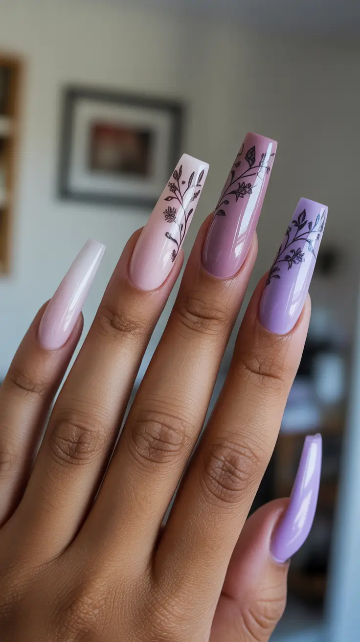spring nails for dark skin 2026 Pastel Ballet Sculpted Florals
