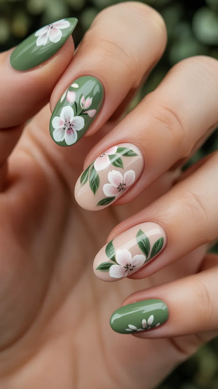 bold spring oval nails 2026 Garden Petals On Neutral