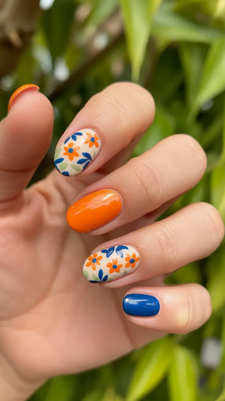 bold spring oval nails 2026 Retro Spring Bloom Mix