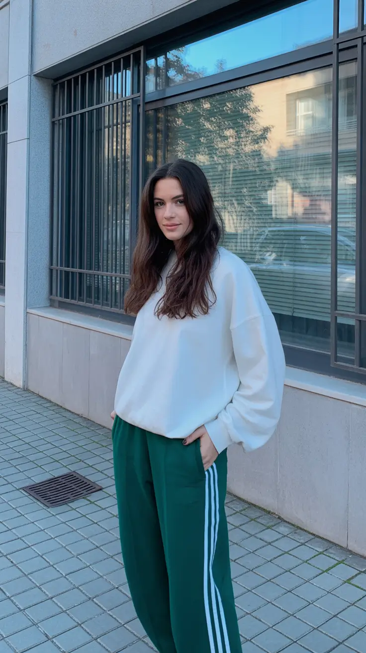 fashionable spring sport outfits for women 2026 Minimalist Sweatshirt And Track Pants Comfort Look