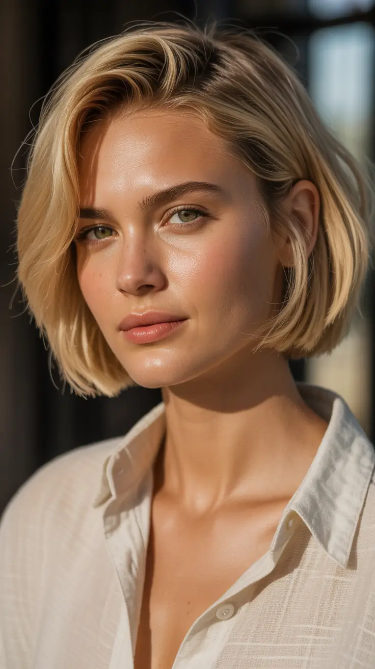summer hair color for blondes 2026 low maintenance Soft Blonde Bob With Natural Shine And Movement