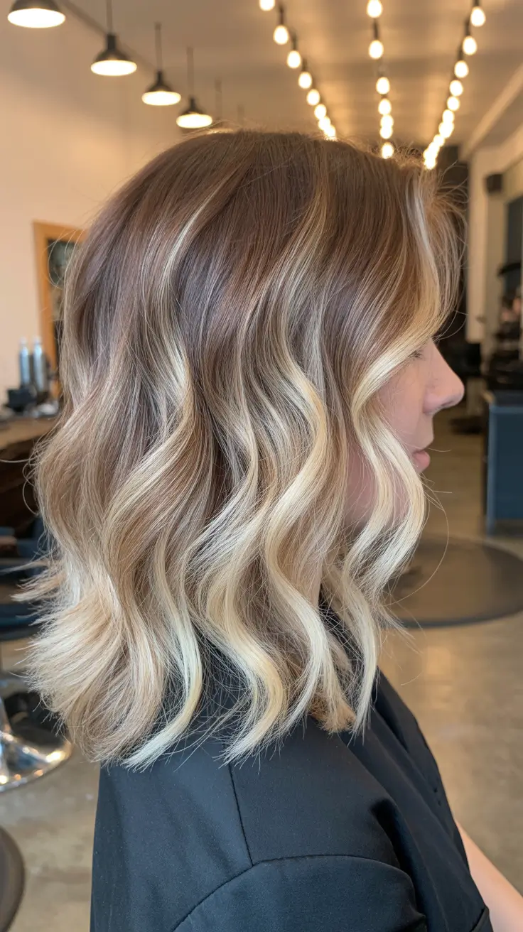 summer hair color for blondes 2026 low maintenance Soft Wavy Lob With Lived-In Blonde Highlights