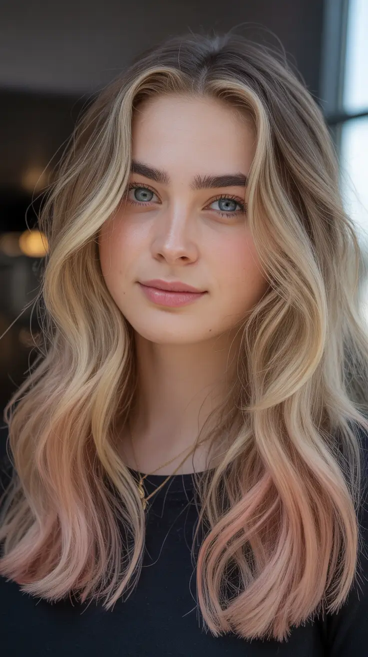 summer hair color for blondes 2026 low maintenance Soft Blonde With Playful Pink-Toned Ends