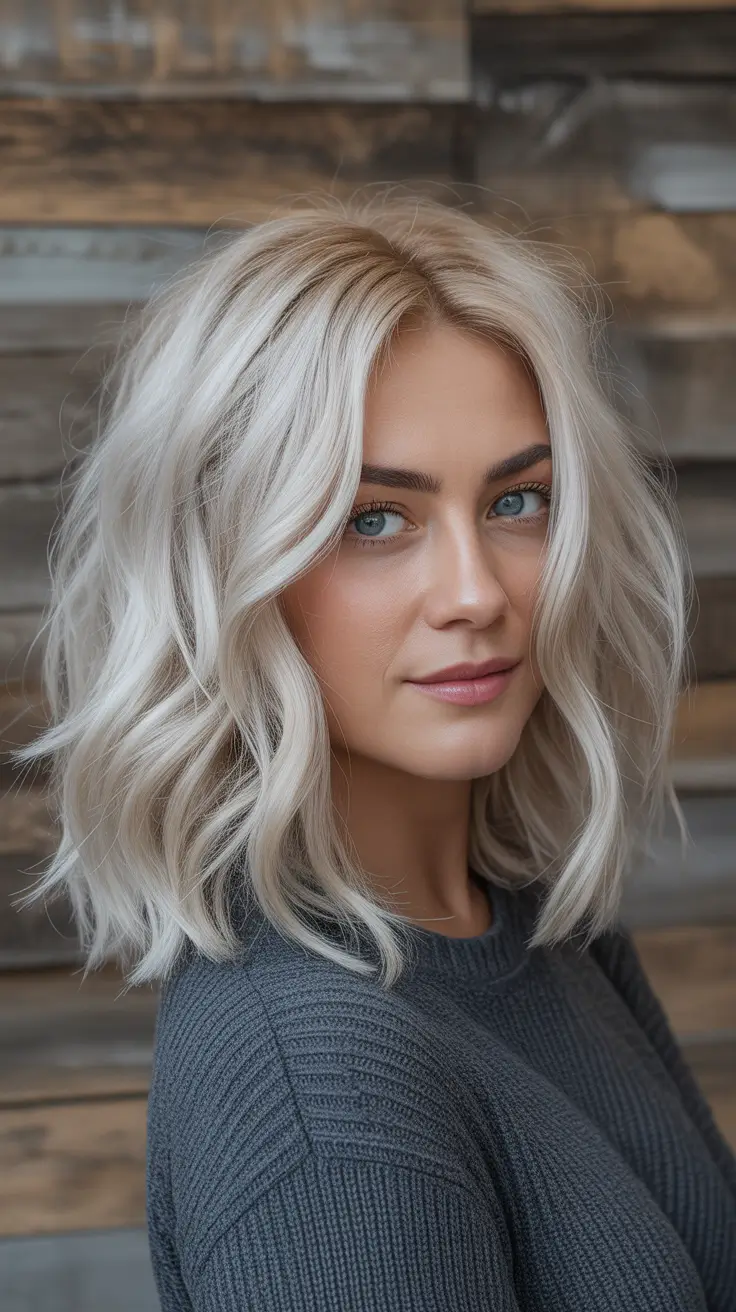 summer hair color for blondes 2026 low maintenance Cool Platinum Textured Lob